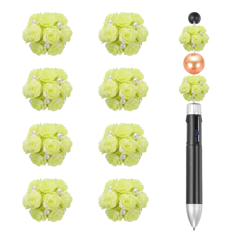 10 Pcs Rhinestone Focal Beads for Pens, 0.8" Glass Flower Beads, Yellow