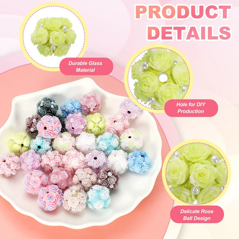 10 Pcs Rhinestone Focal Beads for Pens, 0.8" Glass Flower Beads, Yellow