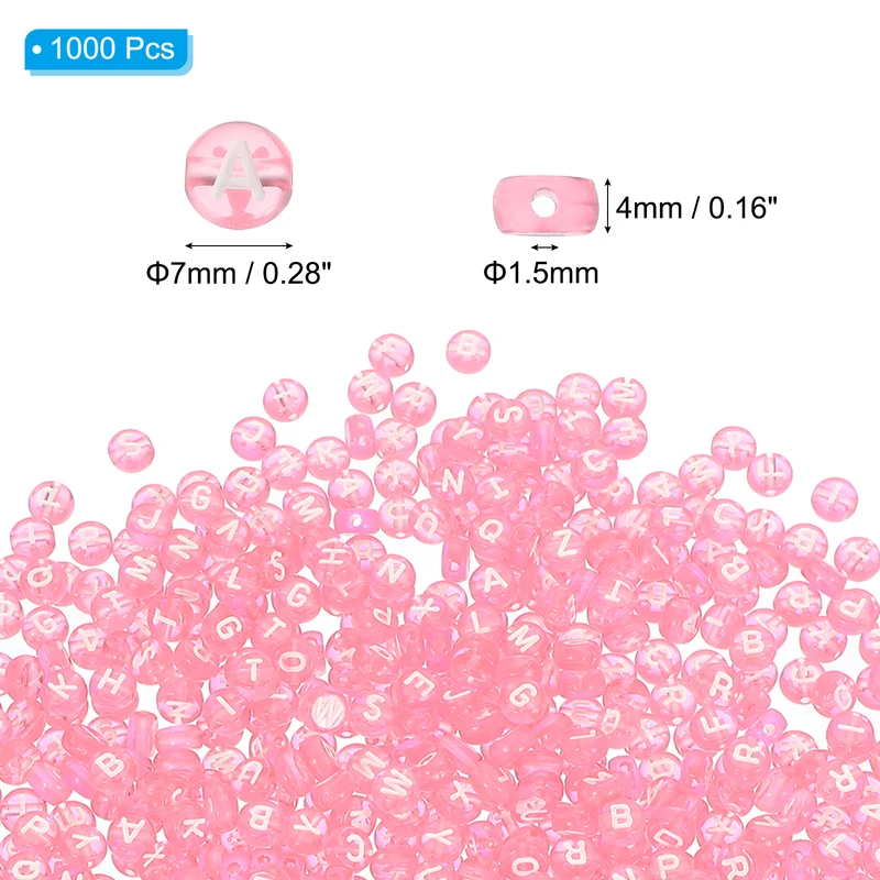 1000 Pcs Letter Beads, 4x7mm Acrylic Alphabet Beads Friendship Bracelet DIY Kit for Bracelets Jewelry Making Supplies, Light Pink