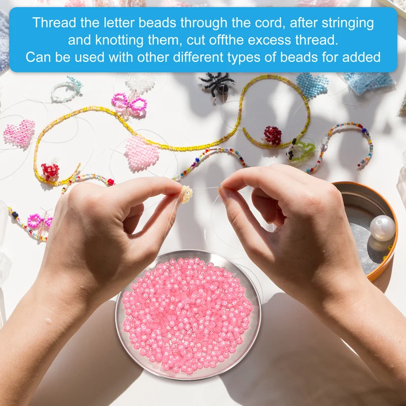 1000 Pcs Letter Beads, 4x7mm Acrylic Alphabet Beads Friendship Bracelet DIY Kit for Bracelets Jewelry Making Supplies, Light Pink