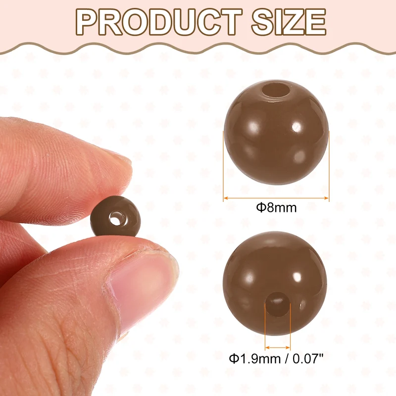 100pcs Deep Brown Acrylic Round Beads 8mm Plastic Resin Loose Bead