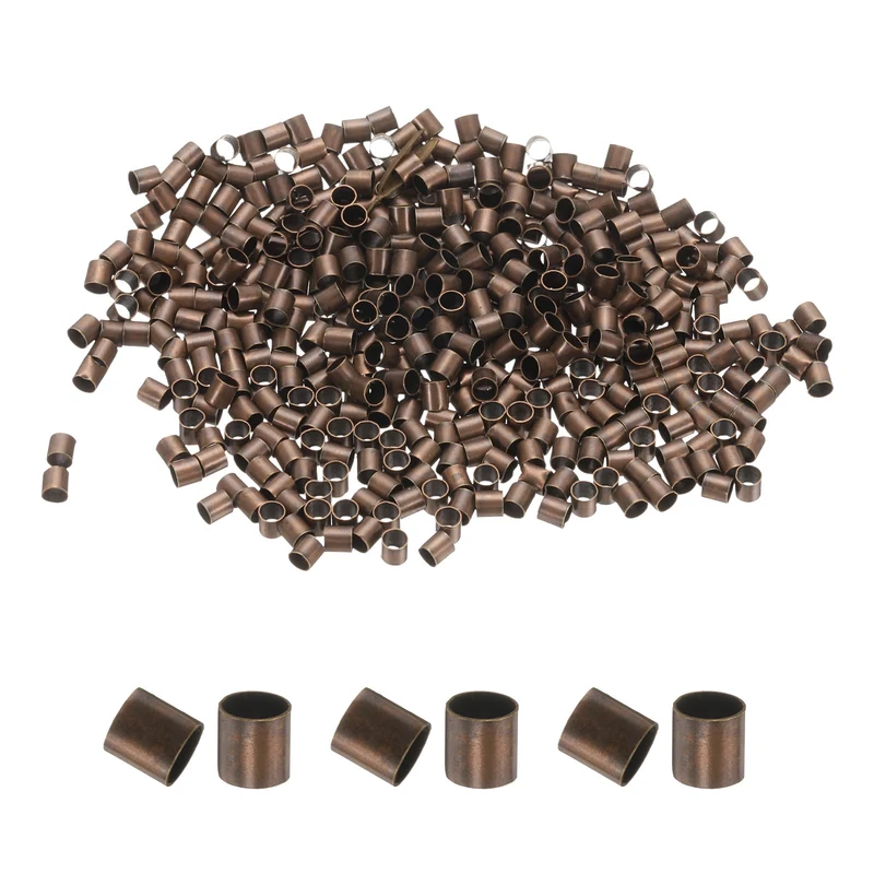 500 Pcs Tube Crimp Beads, 2.5x2.5mm Crimp Beads for Jewelry Making, Dark Bronze