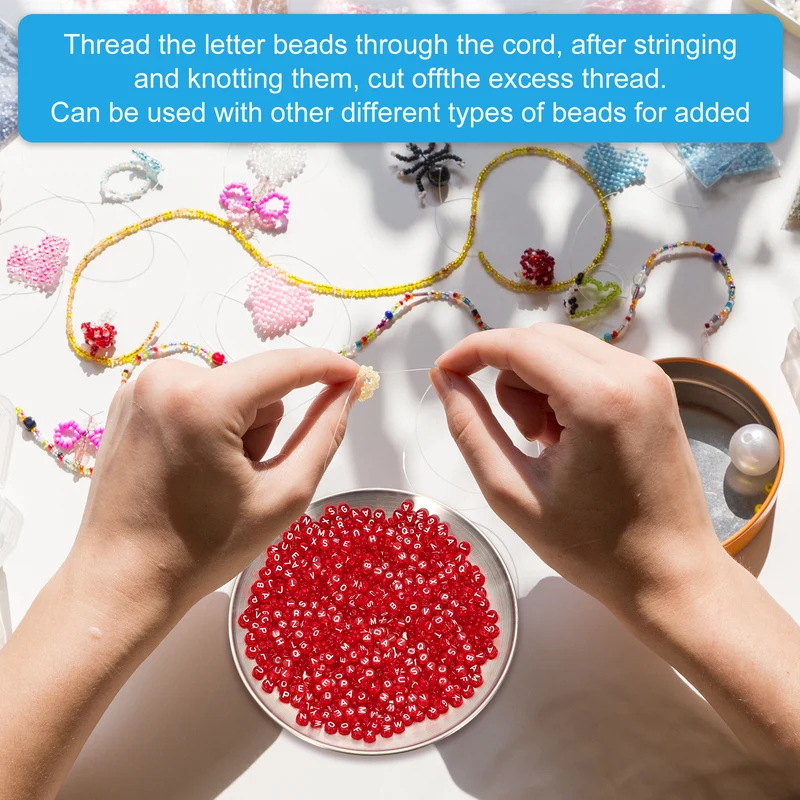1000 Pcs Letter Beads, 4x7mm Acrylic Alphabet Beads Friendship Bracelet DIY Kit for Bracelets Jewelry Making Supplies, Red