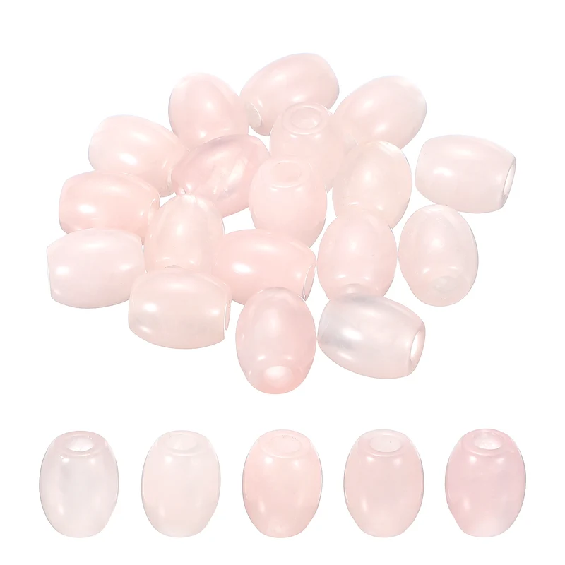 20 Pcs Large Hole 5mm Loose Stone Barrel Rondelle Beads, Rose Quartz