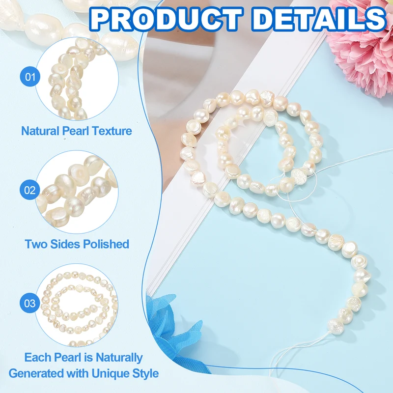 Freshwater Pearl Beads, 6-7mm Side Hole Pearl String, White