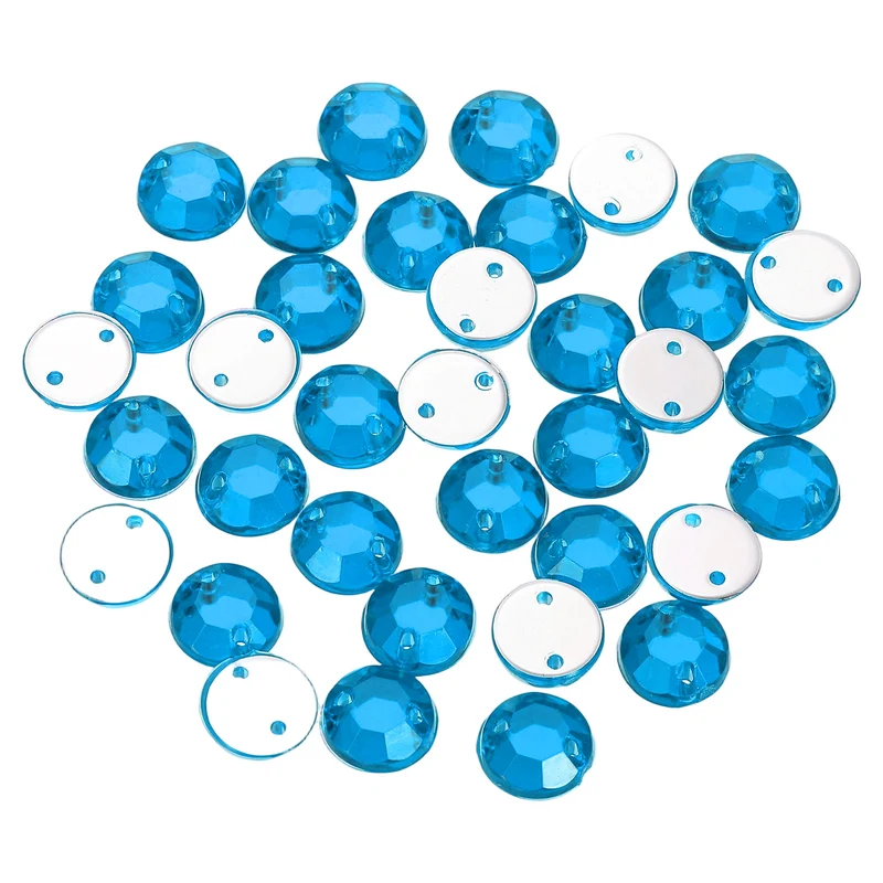 100Pcs Flat Back Sew on Rhinestones Beads, 7mm Crystal Round Gems, Blue