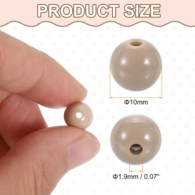 200pcs Light Beige Acrylic Round Beads 10mm Plastic Resin Loose Bead