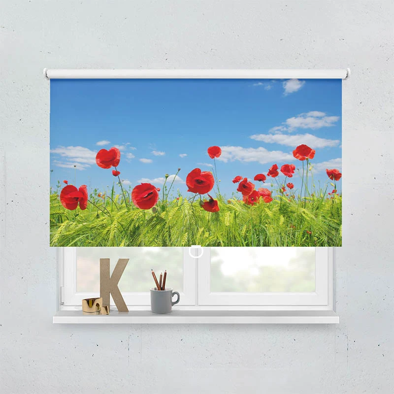 Springrollo Motiv "Mohnblumen Wiese"