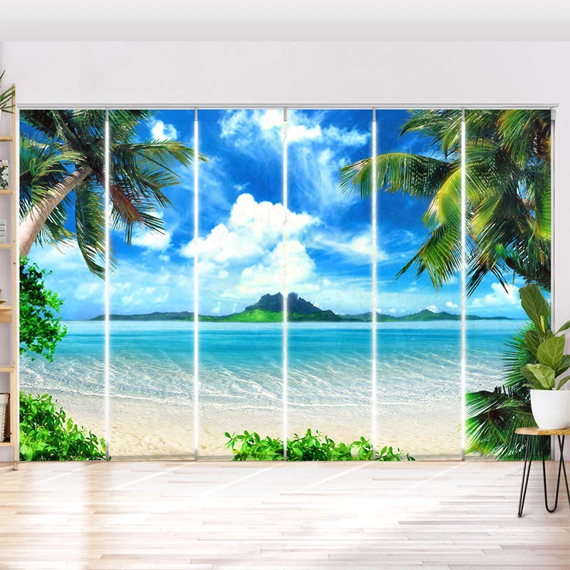 Schiebegardine Motiv "Palmen Insel Meer"