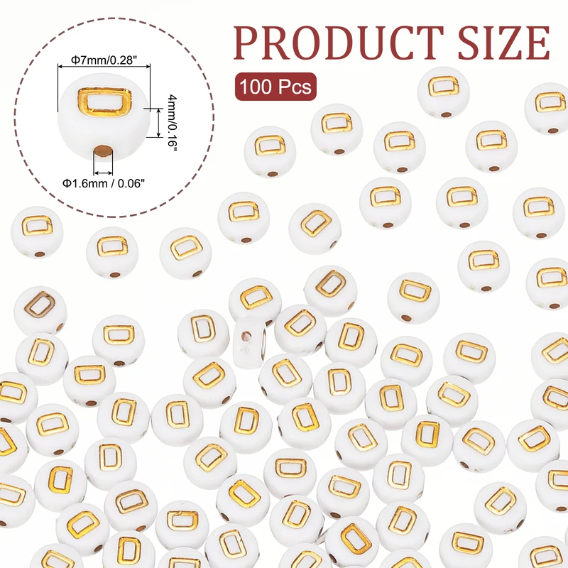 Alphabet Beads, 100 Pcs Gold Letter Beads Acrylic Charms, 4x7mm, Letter D