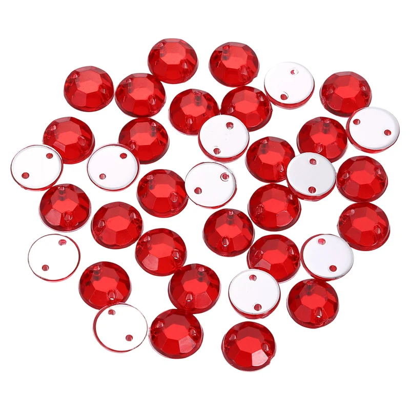 100Pcs Flat Back Sew on Rhinestones Beads 7mm Crystal Round Gems Red