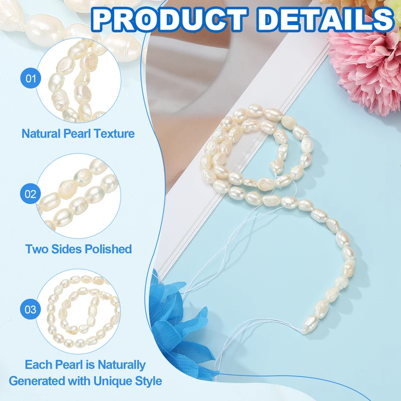 Freshwater Pearl Beads, 9-10mm Straight Hole Pearl String, White