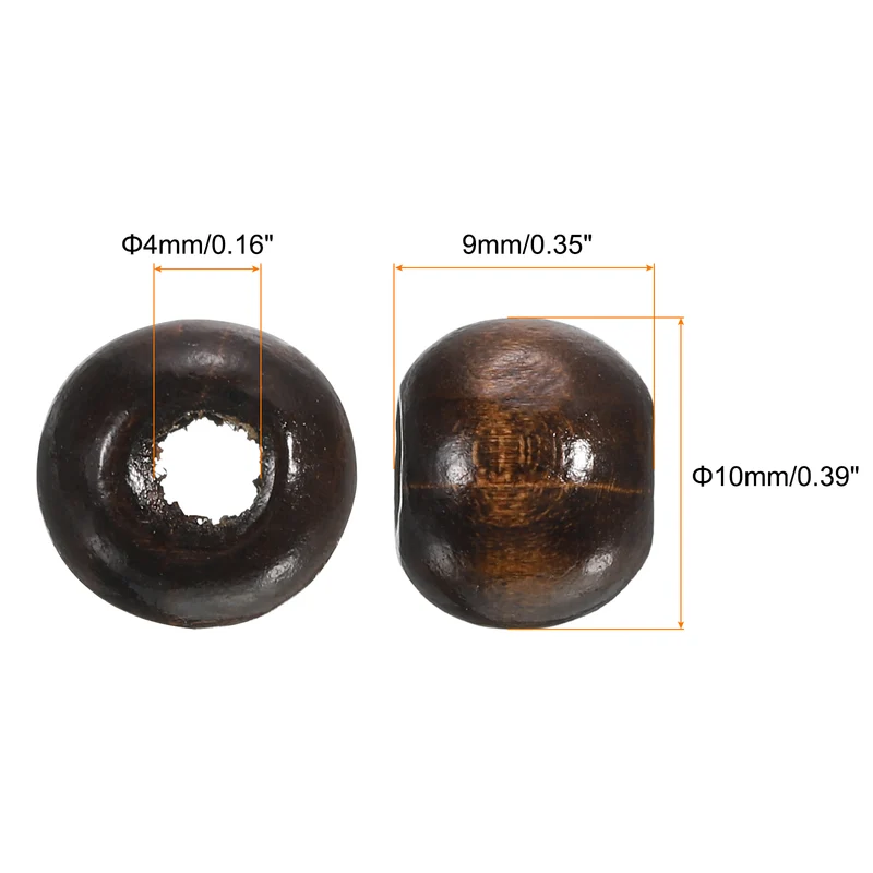 500Pcs Natural Wood Beads 10mm Diameter Round Loose Spacer Beads Dark Brown