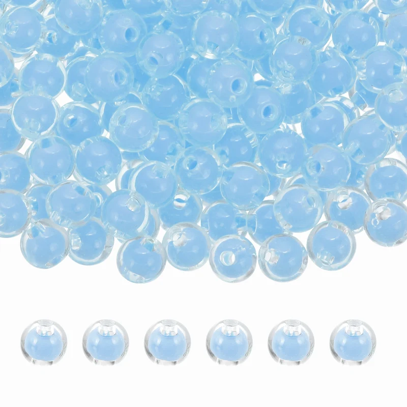 200 Pcs Acrylic Beads, 2mm Cute Beads for Bracelets, Transparent Light Blue
