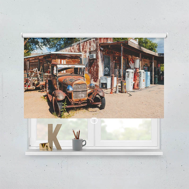 Springrollo Motiv "Verlassene Tankstelle an der Route 66"