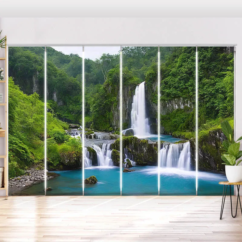 Schiebegardine Motiv "Wasserfall im Wald"