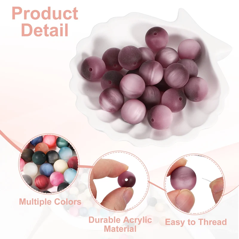 20 Pcs Acrylic Round Beads, 16mm Loose Beads for Jewelry Making, Dark Red