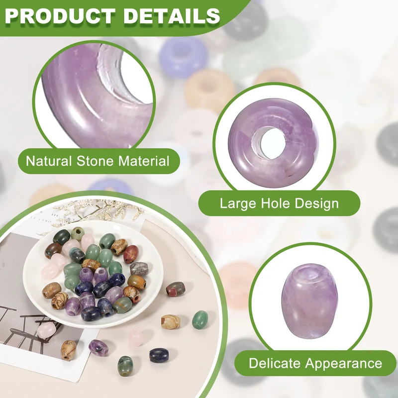 20 Pcs Large Hole 5mm Loose Stone Barrel Rondelle Beads, Purple Quartz