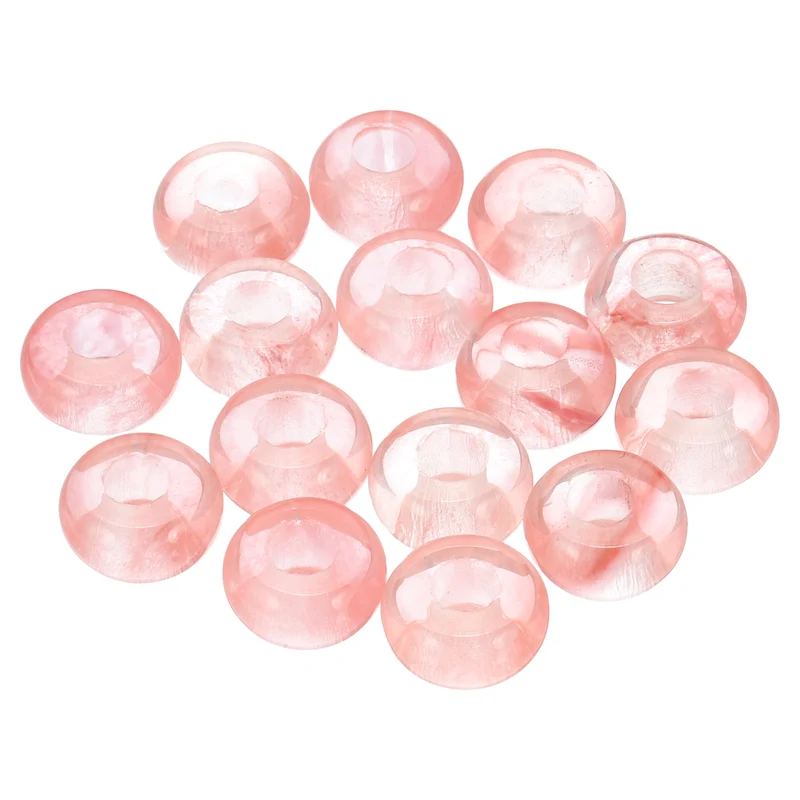 15 Pcs Natural Gemstone Beads, Large Hole Rondelle Beads Loose European Crystal Beads Pack for Jewelry Bracelet DIY Craft, 14 x 8 MM, Pink Red
