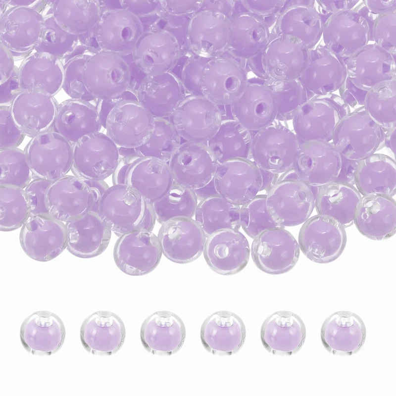 500 Pcs Acrylic Beads, 2mm Cute Beads for Bracelets, Transparent Purple