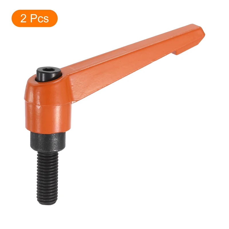 Clamping Lever Handles for Lathe, M12x32mm Male Thread Orange 2Pcs