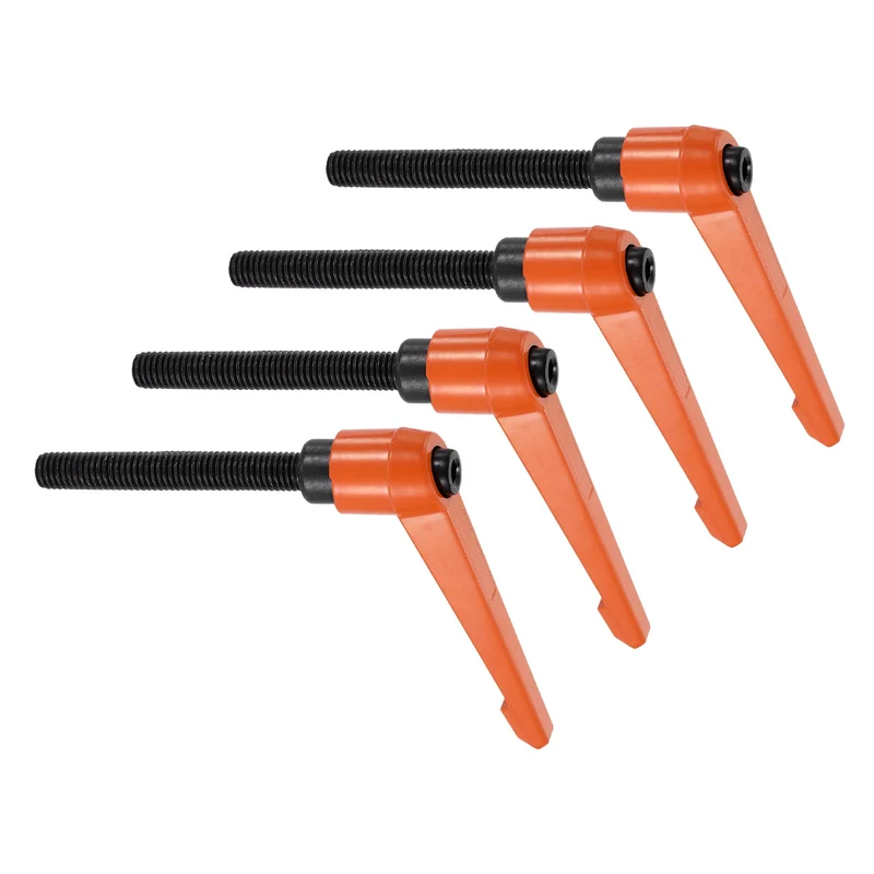 Clamping Lever Handles for Lathe, M10x100mm Male Thread Orange 4Pcs