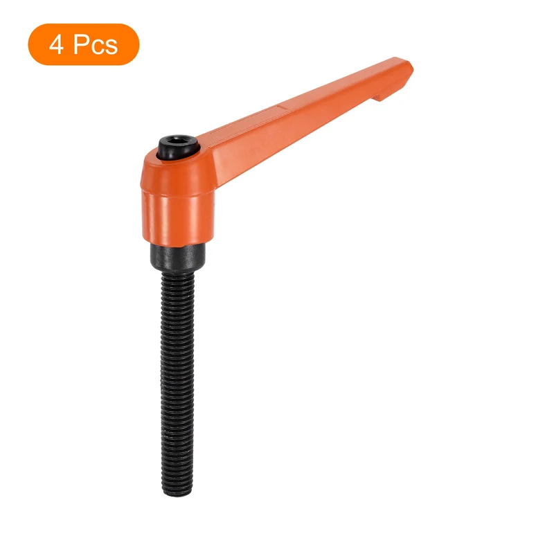 Clamping Lever Handles for Lathe, M10x100mm Male Thread Orange 4Pcs