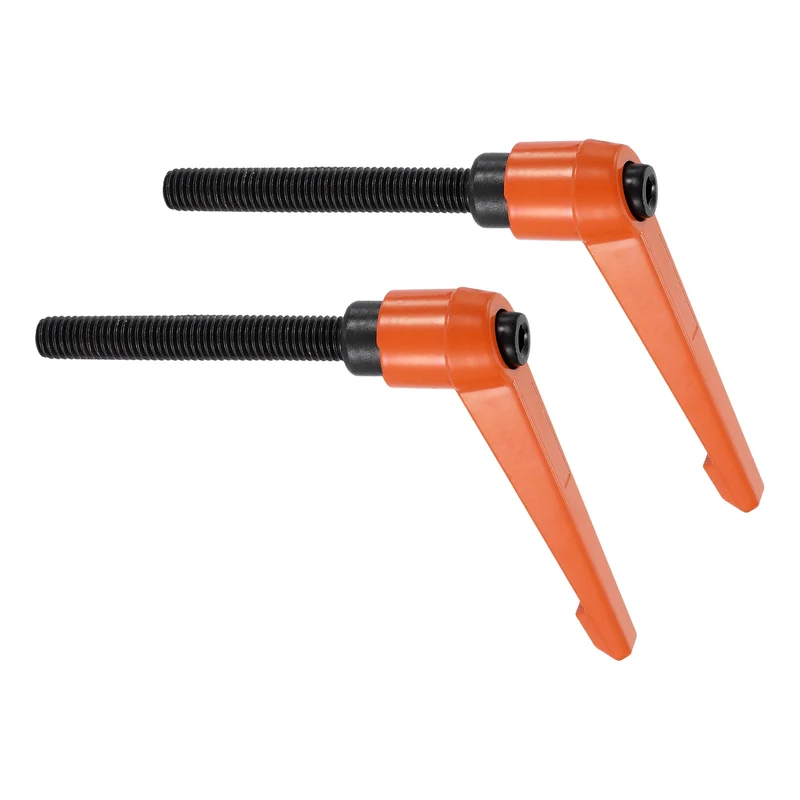 Clamping Lever Handles for Lathe, M10x100mm Male Thread Orange 2Pcs