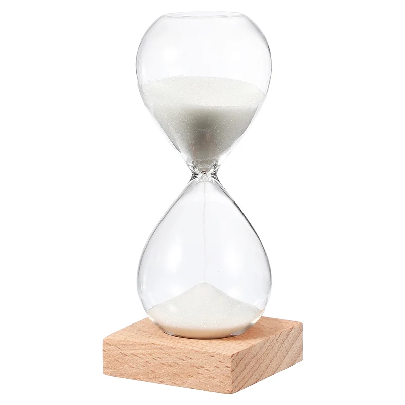 10 Minutes Sand Timer, Sand Watch with Wood Base, White