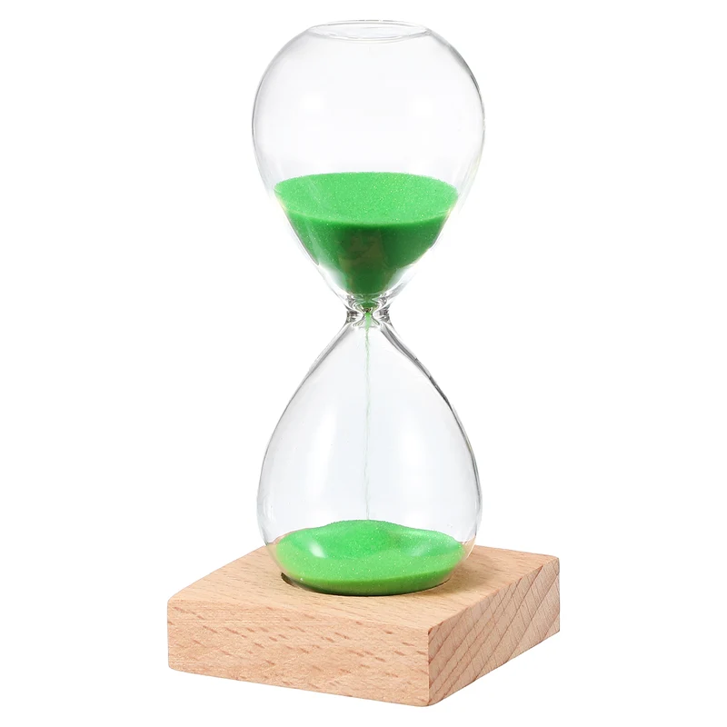 5 Minutes Sand Timer, Sand Watch with Wood Base, Green