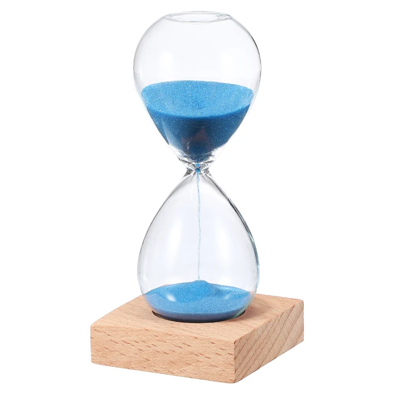 5 Minutes Sand Timer, Sand Watch with Wood Base, Blue