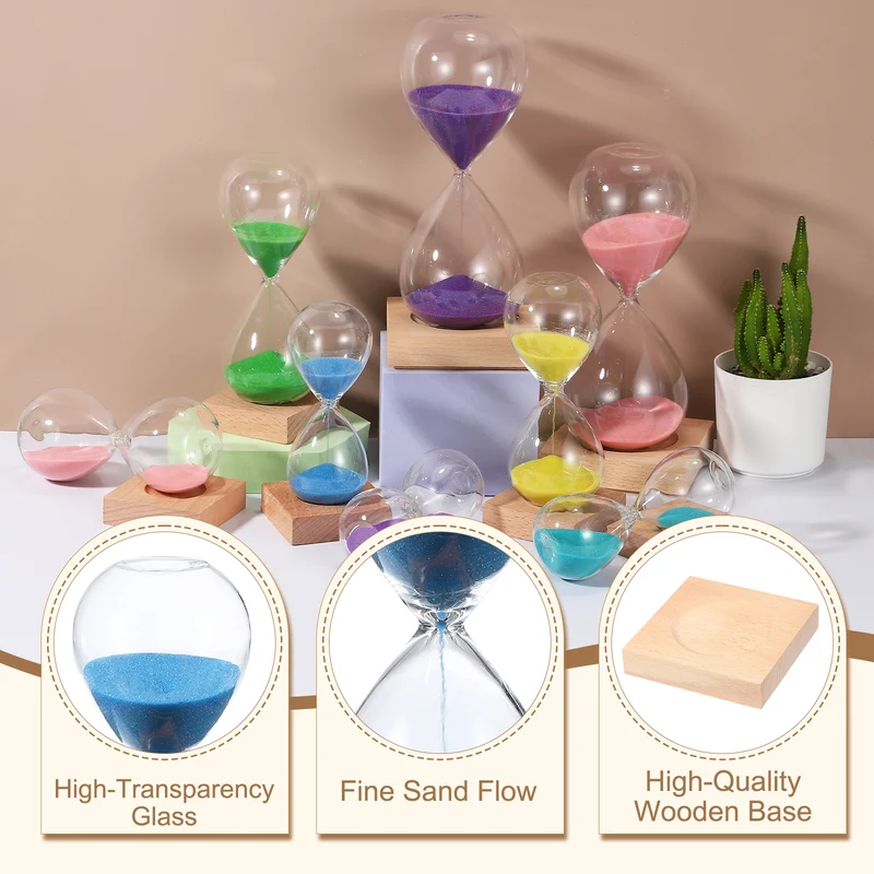 5 Minutes Sand Timer, Sand Watch with Wood Base, Blue