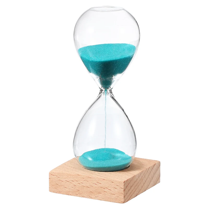 5 Minutes Sand Timer, Sand Watch with Wood Base, Bright Blue