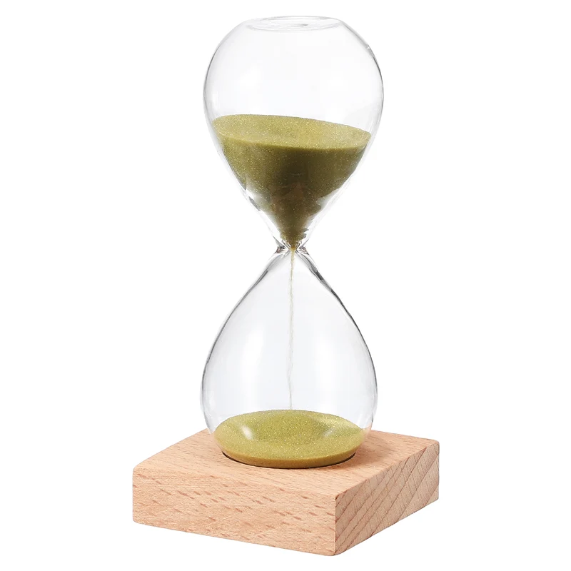 5 Minutes Sand Timer, Sand Watch with Wood Base, Gold