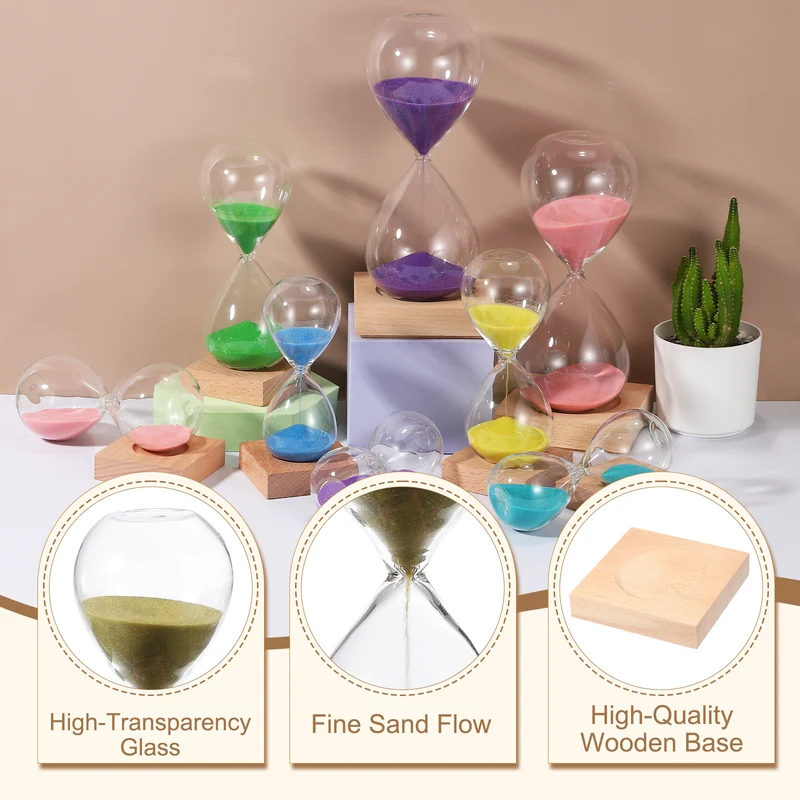 5 Minutes Sand Timer, Sand Watch with Wood Base, Gold