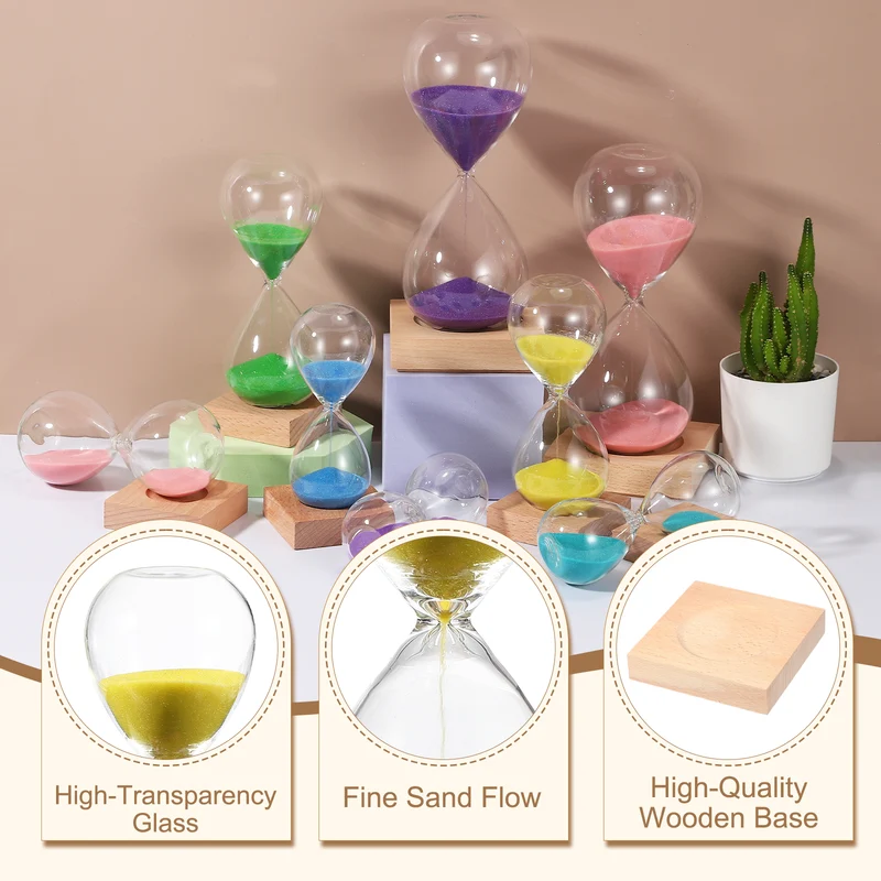 5 Minutes Sand Timer, Sand Watch with Wood Base, Yellow