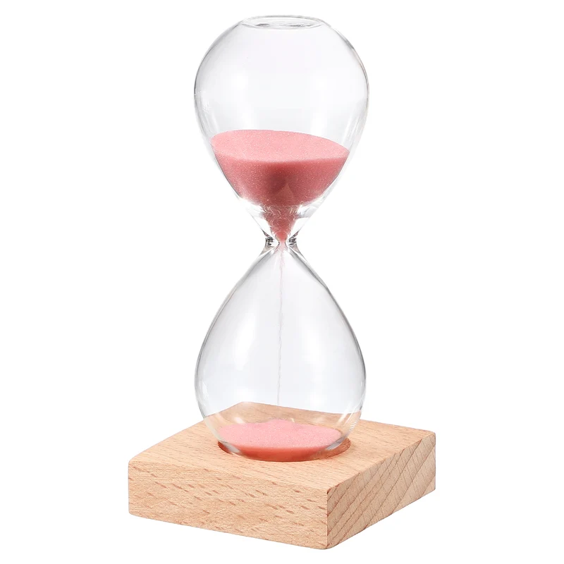 5 Minutes Sand Timer, Sand Watch with Wood Base, Pink