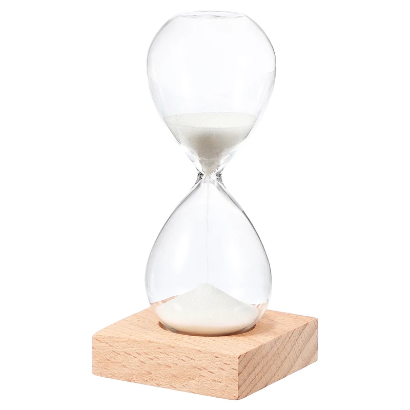 5 Minutes Sand Timer, Sand Watch with Wood Base, White