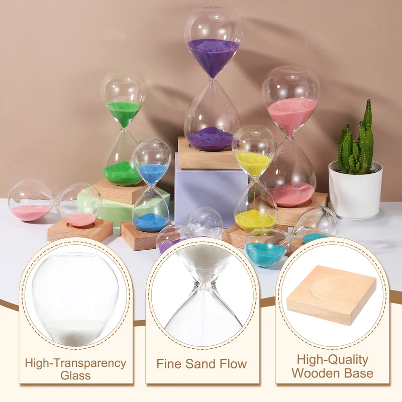 5 Minutes Sand Timer, Sand Watch with Wood Base, White