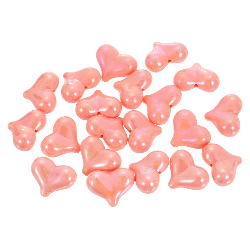 20Pcs Acrylic Heart Focus Beads, 21x17mm Heart Focal Pens Bead (Orange Red)