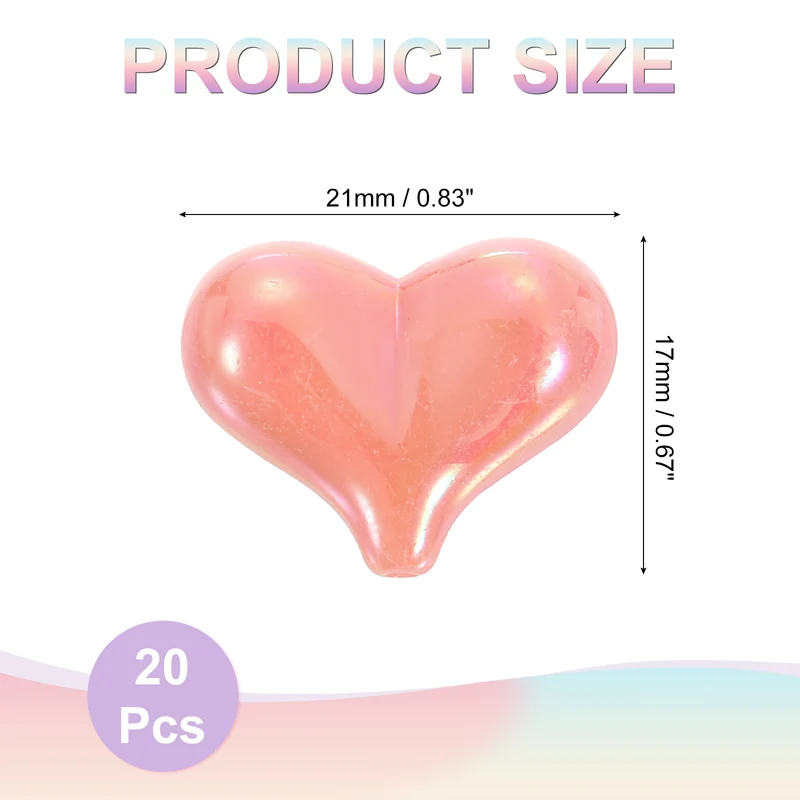 20Pcs Acrylic Heart Focus Beads, 21x17mm Heart Focal Pens Bead (Orange Red)