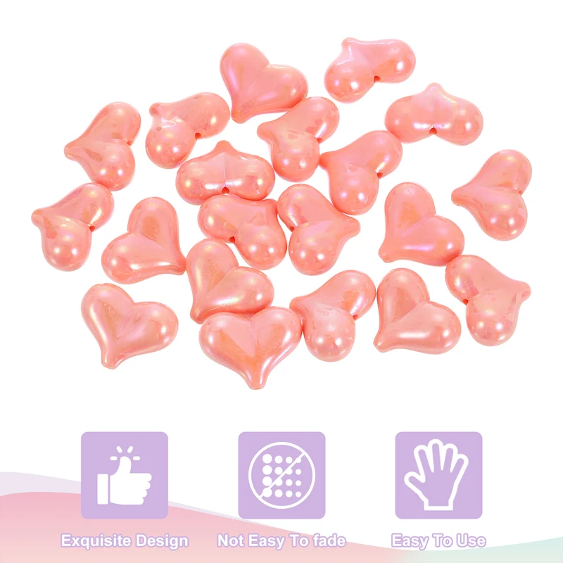 20Pcs Acrylic Heart Focus Beads, 21x17mm Heart Focal Pens Bead (Orange Red)