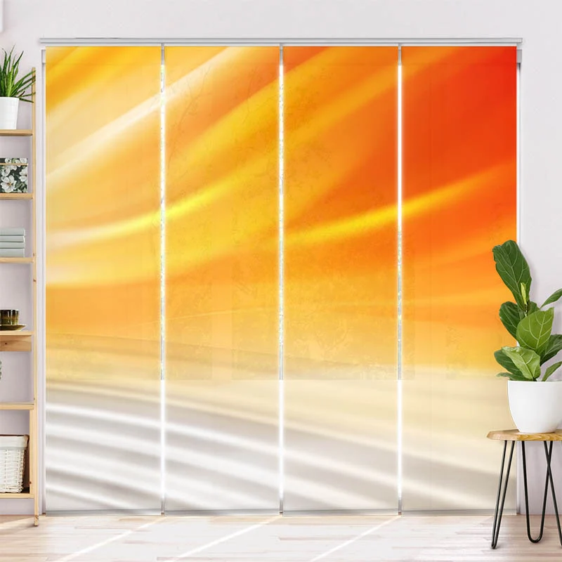 Schiebegardine Motiv "Wellen Orange Grau"