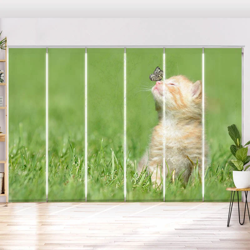 Schiebegardine Motiv "Kitten und Schmetterling"