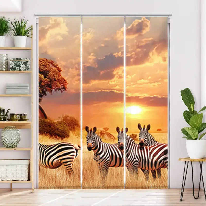 Schiebegardine Motiv "Zebras in Afrikas Savanne"