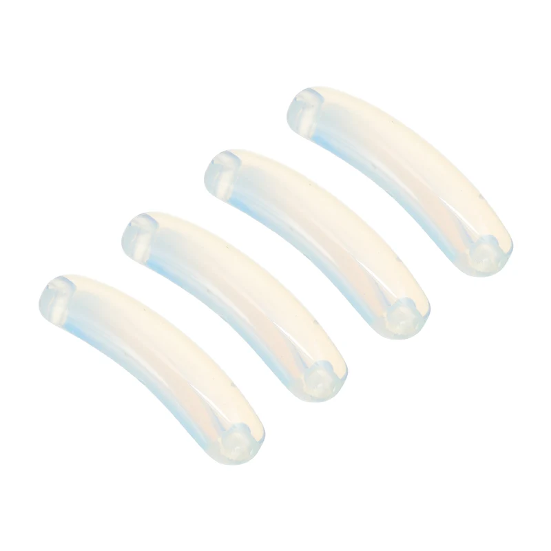 4 Pcs Natural Stone, 36 x 10 mm Natural Curved Clear Quartz Stone Crystal Handmade Jade Flat Beads for DIY Crafting, White