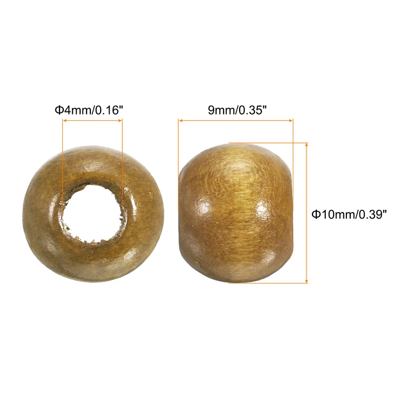 Natural Wood Beads, 500Pcs 10mm Diameter Round Loose Spacer Beads, Medium Brown