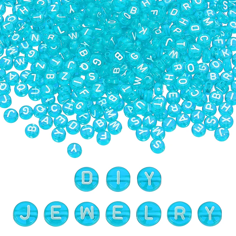 1000 Pcs Letter Beads, 4x7mm Acrylic Alphabet Beads Friendship Bracelet DIY Kit for Bracelets Jewelry Making Supplies, Blue