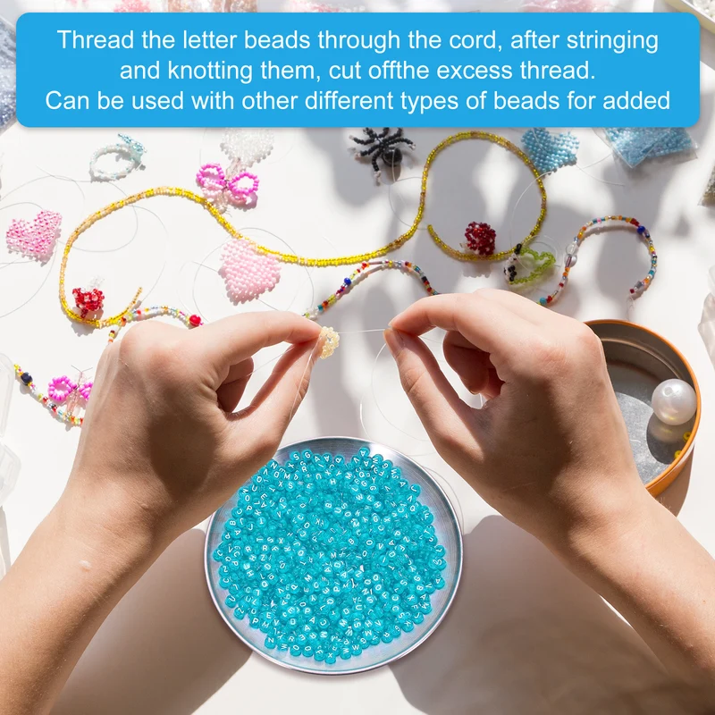 1000 Pcs Letter Beads, 4x7mm Acrylic Alphabet Beads Friendship Bracelet DIY Kit for Bracelets Jewelry Making Supplies, Blue