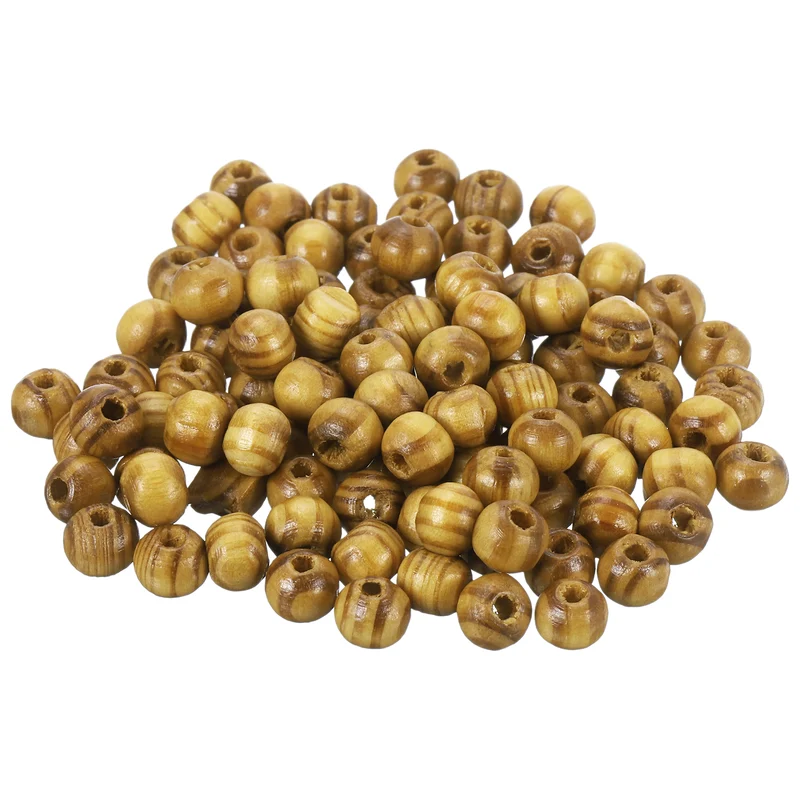 200Pcs Natural Wood Beads 6mm Diameter Round Loose Spacer Beads Light Brown